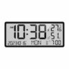 KinderCoring Wall Clock Digital Clock Alarm Clock Temperature Clock Humidity Clock with Date and Week Display and Glass Build for Easy Time Reading Suitable for, Black
