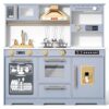 Kinder King Wooden Kids Play Kitchen w/Sounds, Storage, Accessories, Blue