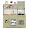 Kinder King Wooden Play Kitchen for Kids, Storage, Accessories, Green