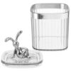 Kisangel Bunny Figurine Cotton Swab Organizer Pp Lidded Storage Jar