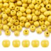 KISSITTY 300pcs 10mm Yellow Wood Beads Large Hole Christmas Round Bead