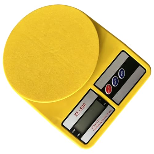 Kitchen Scale, Yellow 10 kg / 1 g Digital Kitchen Scale, with Tare Function, 3 Units, for Baking Cooking Portion Control, 9.3 x 6.4 x 0.9 in Small Weighing Measuring, Household Electronic Scale