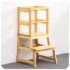 Kitchen Step Stool for Toddlers with Non-Slip Mat, WOOD CITY Wooden Kids Montessori Learning Stool Tower, Toddler Standing Tower Helper for Kitchen Counter and Bathroom Sink(Burlywood)