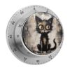 Kitchen Timer, Mechanical 60 Minute Wind Up, Black Cat Print