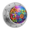 Kitchen Timer, Mechanical 60 Minute Wind Up, Colorful Hand-Painted Flowers