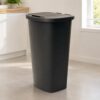 Kitchen Trash Can 11 Gallon with Flip Top Lid, Black Plastic