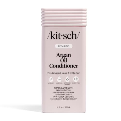 Kitsch Argan Oil Conditioner for Hair Growth – Made in USA, 12 oz | Conditioner for Women & Men for Shine, Smoothness & Damage Recovery – Repairing Argan Oil for Hair – Color-Safe Hair Care