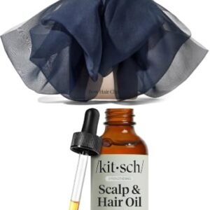 Kitsch Blue Hair Bow & Rosemary Hair Oil With Castor Oil, Biotin & Jojoba