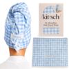 Kitsch XL Microfiber Hair Towel Wrap for Women - Gingham Blue