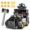KIZUNE Whack A Mole Game Toy with Score Counter, Lights & Sound, Interactive Hammering Arcade Game with Hammer & Bonus Coins Screws, Birthday Gift for Boys Girls Ages 3+ (Black)