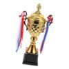 KJHBV Metal Trophy Cup for Athletic Competitions and Tournaments, Orange