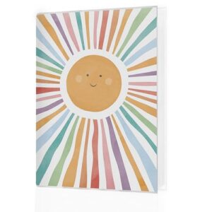KJULYW Baby Photo Album 4x6, Watercolour Boho Rainbow Sun Sunshine Small Memory Photo Album Book for 18 Pockets Hold 36 Pictures, Photobook for Baby Kids Boys Girls Family