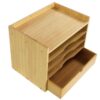 KKTONER 5-Tier Bamboo Desk Organizer with Drawer Tabletop File Organizer Document Holder with Shelf Desktop Cabinet for Home Office School Supplies (Natural)