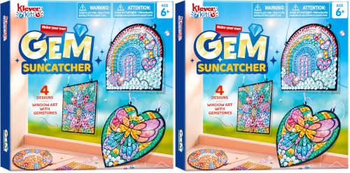 Klever Kits 4PCS Window Art Suncatcher Kits, Fun Gem Painting Kits, Diamond Art and Crafts for Boys Girls, Great Crafts Gift for Kids Birthdays Christmas Ages 6+ (Pack of 2)