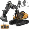 kolegend 3 in 1 Remote Control Excavator Toy 14 Channel RC Excavator Toy for Boys 3-12 with Bucket/Claw/Drill 2.4GHz Full Functional Construction Vehicles Toys Gift for 6 7 8 9 10 Years Old Kids Boys