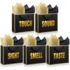 Kolldenn 5 Senses Gift Bags for Him and Her Five Senses Gift Bag with Ribbon Handles and Tissue Paper Present Wrappings for Valentine Wedding Birthday Mothers Day(Black,9.8 x 6.7 x 3.1 Inch)