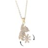 KONPJE Fidget Necklace for Women - Gold Rotating Heart Flower Necklace with Cubic Zirconia Bear Pendant - Adjustable Chunky Anxiety Relief Fashion Statement Jewelry