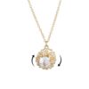 KONPJE Fidget Necklace for Women - Gold Rotating Heart Flower Necklace with Cubic Zirconia Bear Pendant - Adjustable Chunky Anxiety Relief Fashion Statement Jewelry