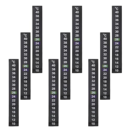 KONTONTY Aquarium Thermometer Sticker Strip Waterproof Liquid Crystal Material 9pcs for Fish Tank Temperature Monitoring with Accurate Readings, Quick Response, for Home and School Use