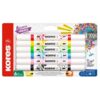 Kores - Kreative Marker Acrylic Duo Tip Set 6 colours - Brush and Cone Tips for Paper, Wood, Glass, Rock, Fabric, Canvas, Ceramics - DIY Crafts, No Shaking - 6 Pieces