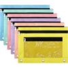Kosiz 6 Pcs Pencil Pouch for 3 Ring Binder, 2 Layer Zipper Big Capacity Pencil Case with Mesh Window, Wear Resistant Oxford Fabric, Multicolored for Student Teacher (Macaron Color)