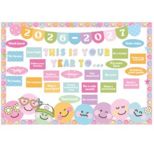 Kosiz This is Your Year Bulletin Board Set Colorful, Pastel