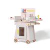 kowaku Toy Grill Cart Freestanding Play Kitchen with Grill Realistic Playset for Daycare, Pink