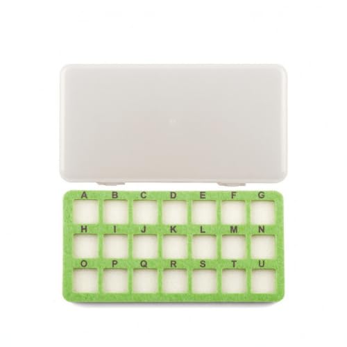 KQFCAZRE Bead Sorting Organizer Slot Bead Tray with Lid Transparent Rhinestone Felt Tray for Jewelry Makers, Crafters, Travel, Workbench, 21-Grid Bead Mat With Storage Box, Green