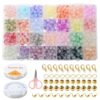 Krysentia 8mm Glass Beads Kit, 28 Colors Jewelry Making Supplies with Wire