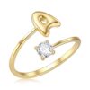 KSF Gold Initial Ring for Women - Dainty 18K Gold Plated Letter Rings