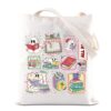 KUIYAI Christmas Books Theme Tote Bag Xmas Ghost Reading Book Club Gift Festive Books Literature Shoulder Bag For Bookish Bookworm(AllBookChrisTS-US)