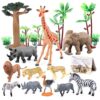 kukifun Safari Animal Figurines 20 Pcs Wild Zoo Toys with Booklet for Kids