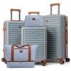 KUNEL Luggage Sets 5 Piece Suitcases with Wheels,ABS Hard Case Suitcases with Spinner Wheels, TSA Lock, Durable Travel Luggage