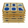 Kuntesetty Children Geometric Panel Wooden Educational Cabinet Geometry Shape Set Sensorial Drawer Toy Sorting Board Hands on Geometry Practice for Young