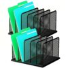 Kuntine.B Desk File Organizer Upright Mesh Desktop Organizer File Sorter Office Organization File Holder for Home, Office & Classroom (Black, 2 Pack 5-Section)