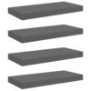 KUTYWEXFM 4 Pack Floating Wall Shelves Glossy Grey MDF 19.7x9.1 Inch