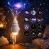 KYLECAIT 2-in-1 Galaxy Projector Night Light with 12 Starry Sky Projection Films, USB Portable Star Projector LED Night Light for Kids Room Home Decor Party Gift Bedroom, Adjustable Brightness