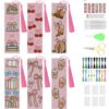 KYOQFVN 6 Pcs Pink Cross Stitch Bookmark Kit for Beginner, 14 CT Bow Stamped Cross Stitch Kits, Stamped Embroidery Bookmark Kit with Instructions Hand Craft