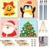 KYOQFVN Christmas Paint by Numbers Kit for Kids with Easel, 4 Pack Framed Paint by Number for Kids, DIY Paint by Numbers Kits for Kids Ages 4-8-12, Easy Oil Painting Crafts for Home Wall Decor