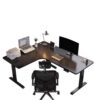L-shaped corner desk with electric height adjustment, ergonomic sit-stand desk for home office (black, 140cm/left corner)