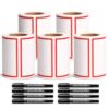 Label Stickers, Self Paper, 5 rolls-1600 Sheets, Red
