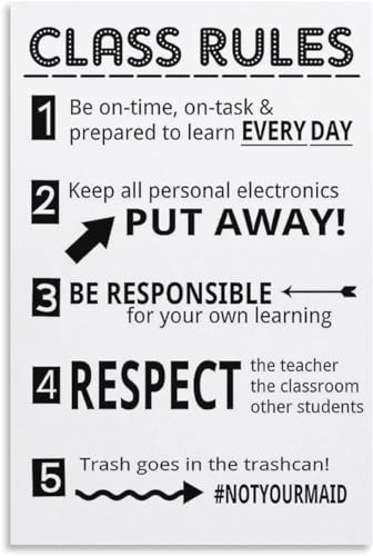 LADESDIRECT Posters Classroom Rules Poster Class Rules Poster for Middle School Classroom Expectations Posters for High Painting Posters And Prints Wall Art Pictures for Living Room Bedroom Decor