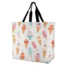 Ladies Colorful Ice Cream with Berries Large Shoulder Tote Bag, Foldable Market Travel Durable Poly with Dual Tough for Beach Commutes, Utility Carryall