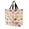 Ladies Sweets Donuts with Chocolate Cakes Colorful Cupcakes Large Shoulder Tote Bag, Everyday Beach Grocery Handbag Sturdy Poly with Dual Tough for Weekend Errands, Utility Carryall