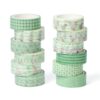 laffact Sage Green Goose Washi Tape, 12 Rolls Art Decorative Craft Gifts