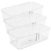 LALADEFIEE 3pcs Acrylic Rectangular Drawer Organizer Box for Kitchen Office