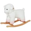 Lamb Rocking Horse for Kids, Plush Ride-On Rocker with Wooden Base, White