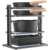 LAMU Pots and Pans Organizer for under Cabinet, 4-Tier Heavy Duty Pan Pot Organizers inside Cabinet, Adjustable Pot Rack Kitchen Cabinet Organization and Storage Holds up to 12" Cookware