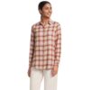 Lands' End Flannel Boyfriend Long Sleeve Shirt Large Rich Ginger/Aster Pink Plaid