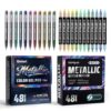 languo Dual Tip Acrylic Paint Markers & Metallic Gel Pens Set - 48 Colors